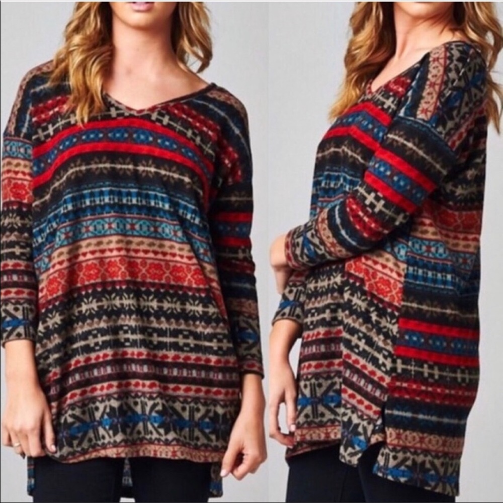 Tribal Print Cozy Top M